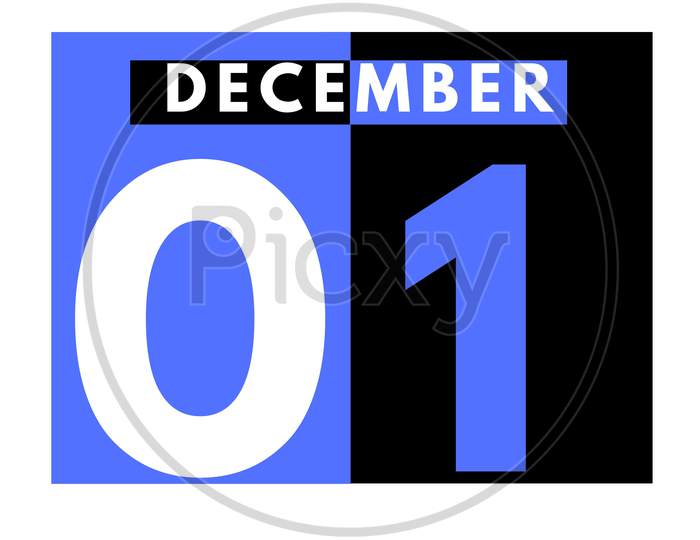 December 1 . Modern Daily Calendar Icon .Date ,Day, Month .Calendar For The Month Of December