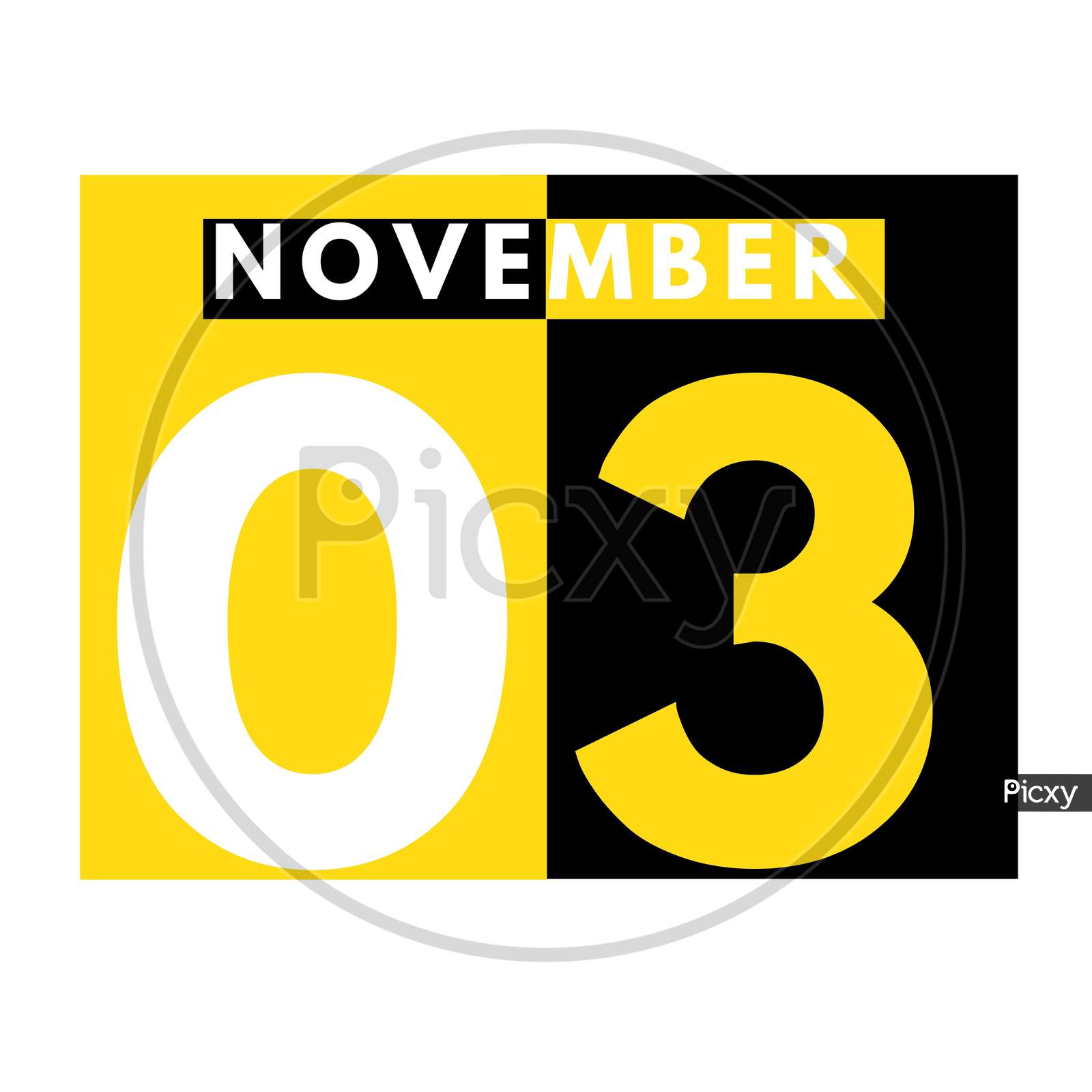 November 3 . Modern Daily Calendar Icon .Date ,Day, Month .Calendar For The Month Of November