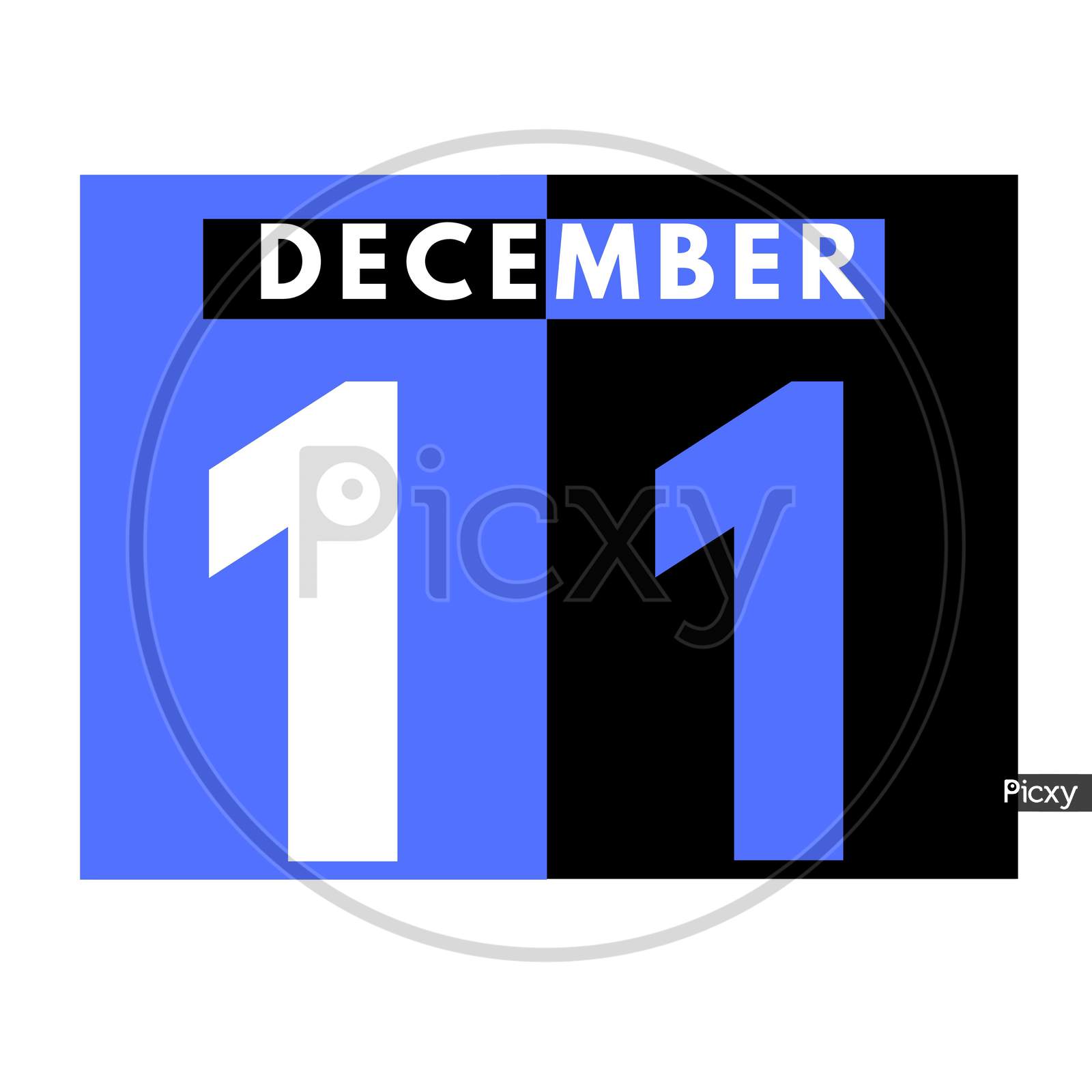 December 11 . Modern Daily Calendar Icon .Date ,Day, Month .Calendar For The Month Of December