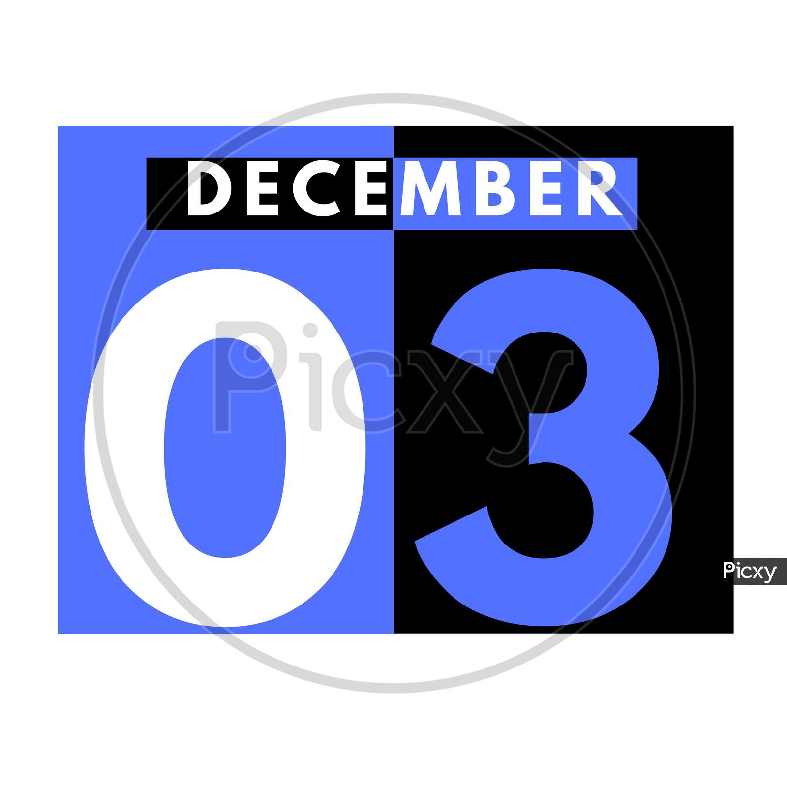 December 3 . Modern Daily Calendar Icon .Date ,Day, Month .Calendar For The Month Of December