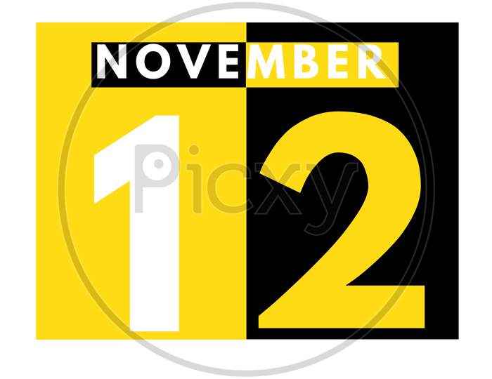 November 12 . Modern Daily Calendar Icon .Date ,Day, Month .Calendar For The Month Of November
