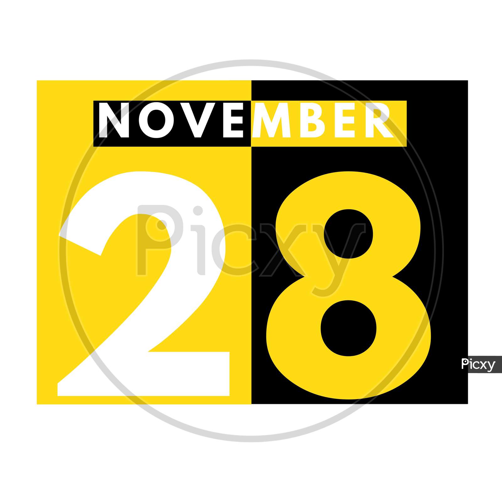 November 28 . Modern Daily Calendar Icon .Date ,Day, Month .Calendar For The Month Of November