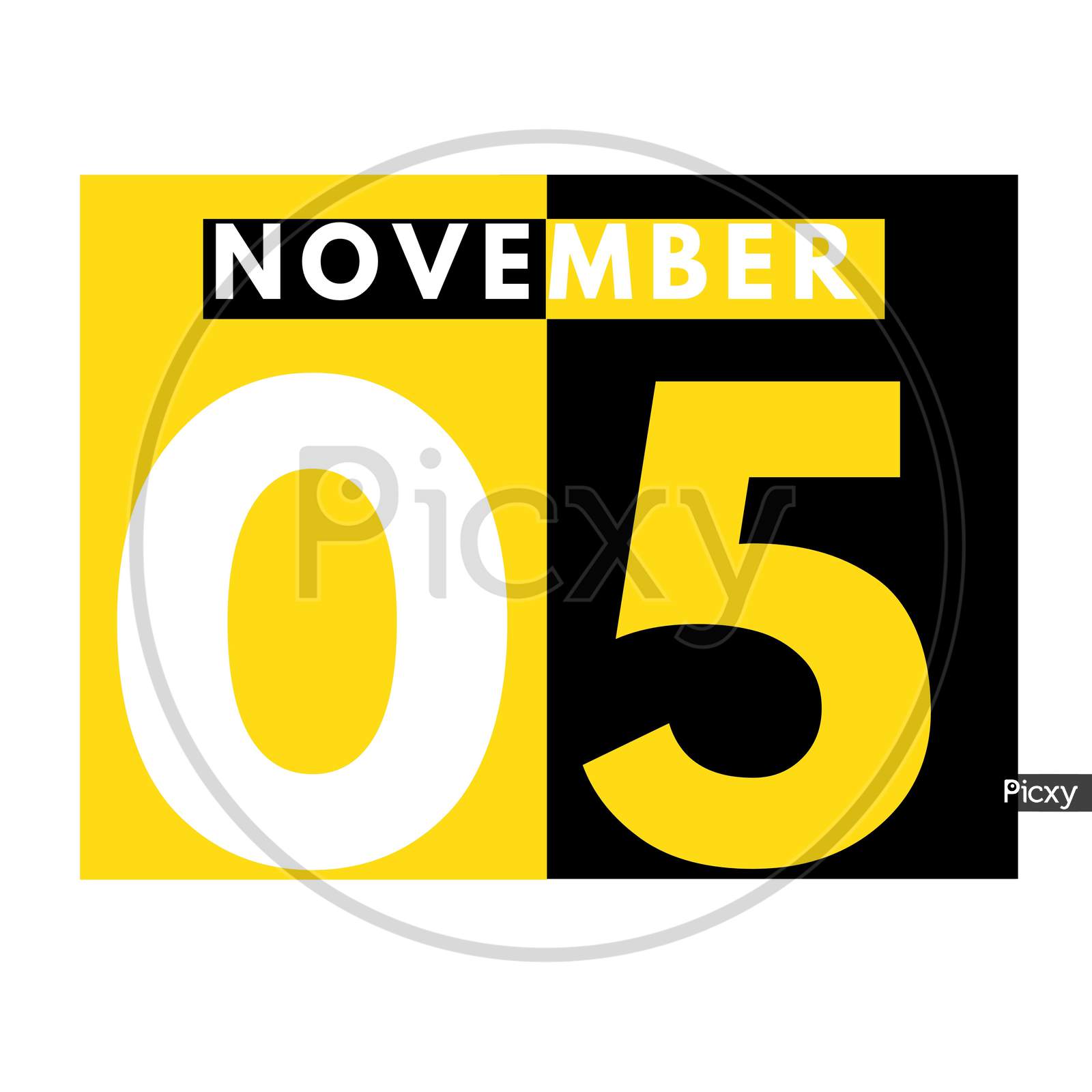 November 5 . Modern Daily Calendar Icon .Date ,Day, Month .Calendar For The Month Of November