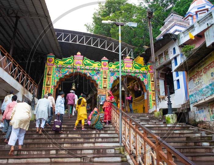 CHHATARPUR, MADHYA PRADESH, INDIA - AUGUST 20, 2021: Beautiful view of jatashankar dham temple.