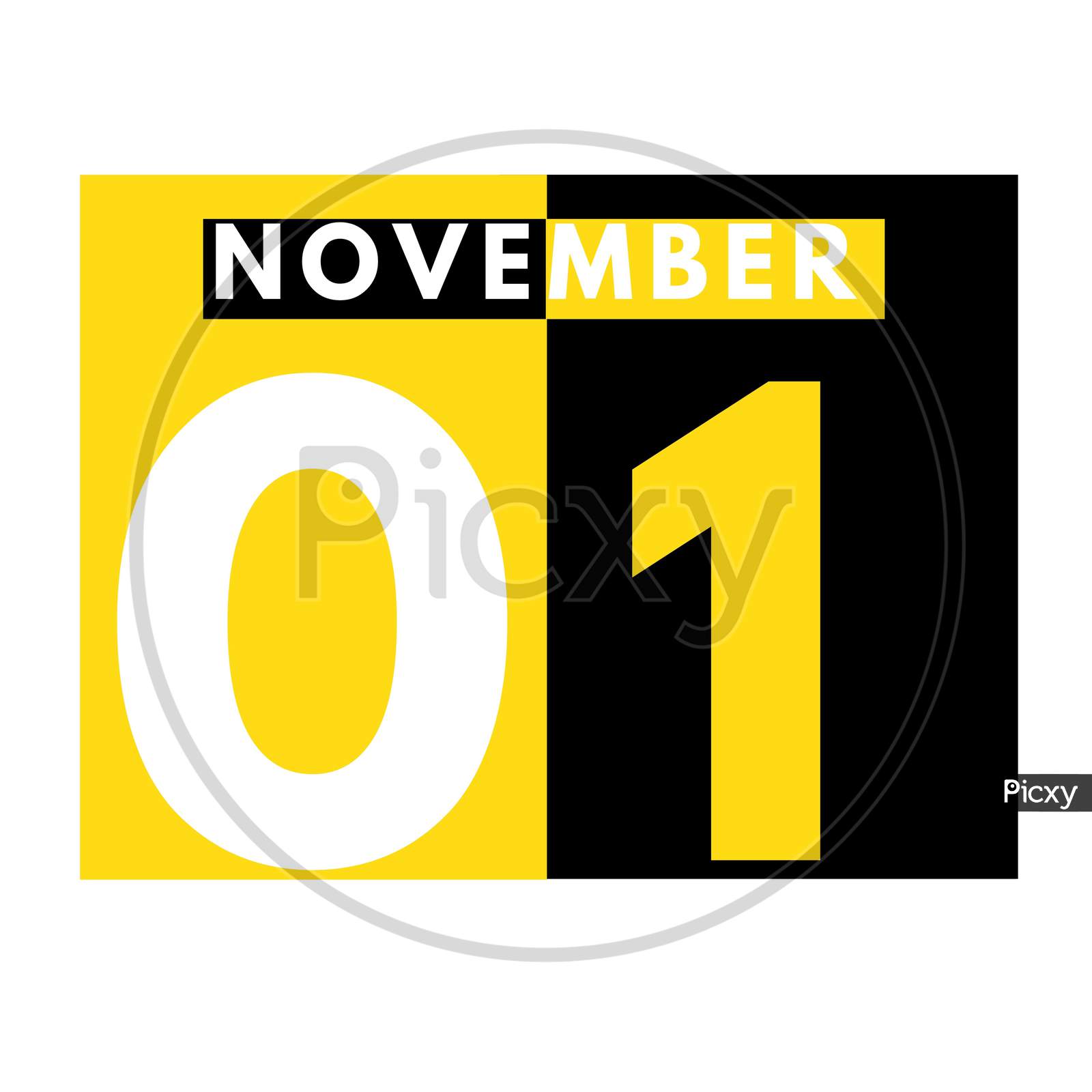 November 1 . Modern Daily Calendar Icon .Date ,Day, Month .Calendar For The Month Of November