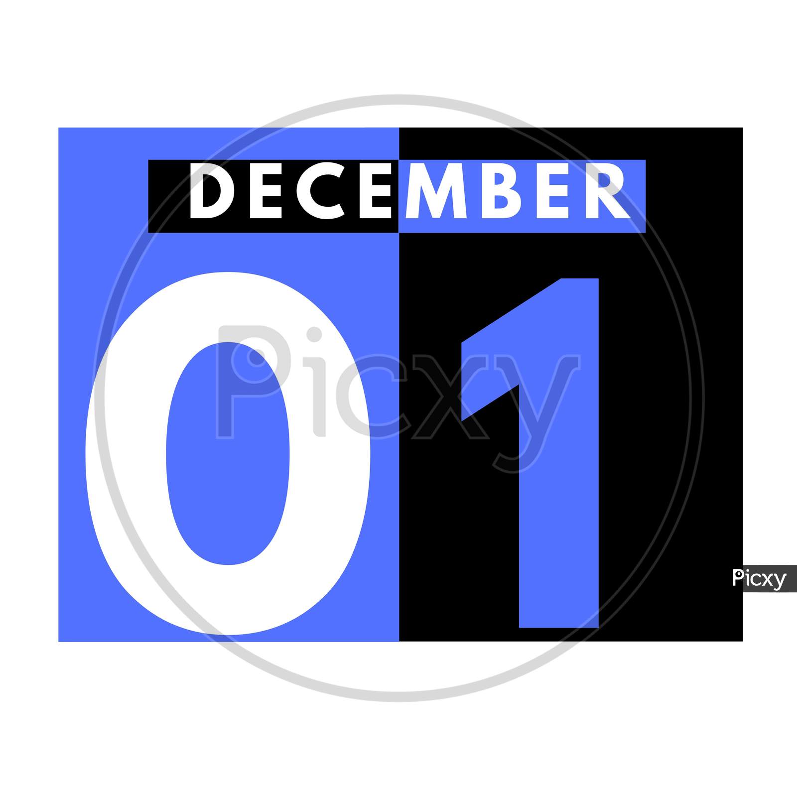 December 1 . Modern Daily Calendar Icon .Date ,Day, Month .Calendar For The Month Of December