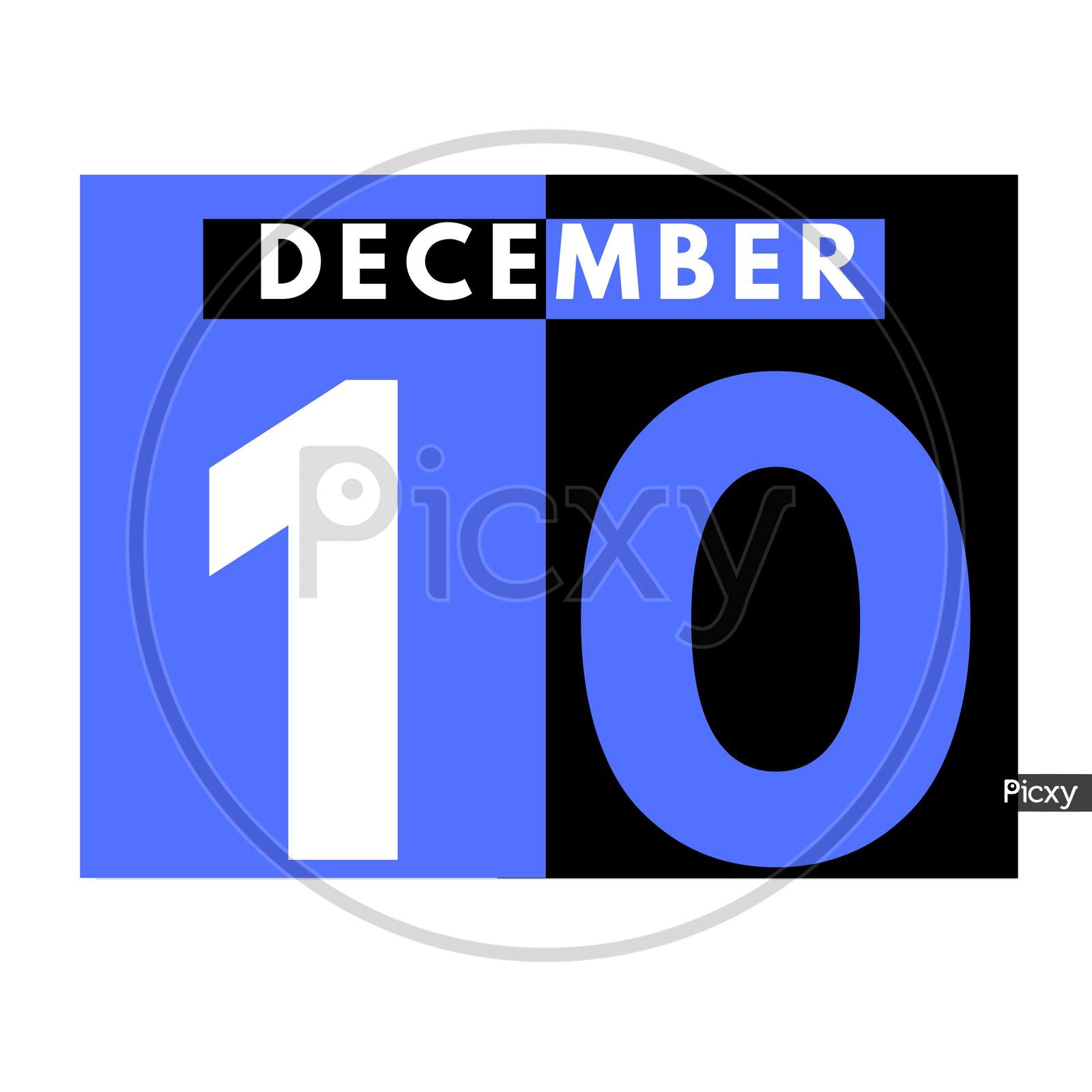 December 10 . Modern Daily Calendar Icon .Date ,Day, Month .Calendar For The Month Of December