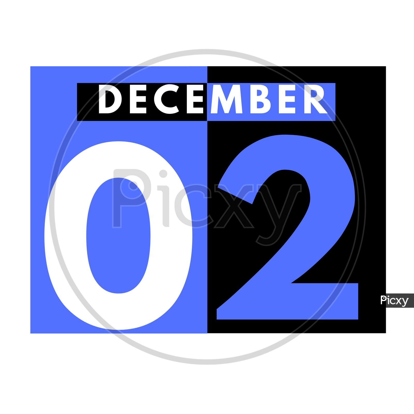 December 2 . Modern Daily Calendar Icon .Date ,Day, Month .Calendar For The Month Of December