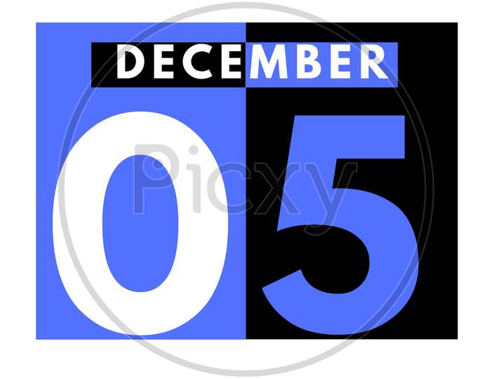 December 5 . Modern Daily Calendar Icon .Date ,Day, Month .Calendar For The Month Of December