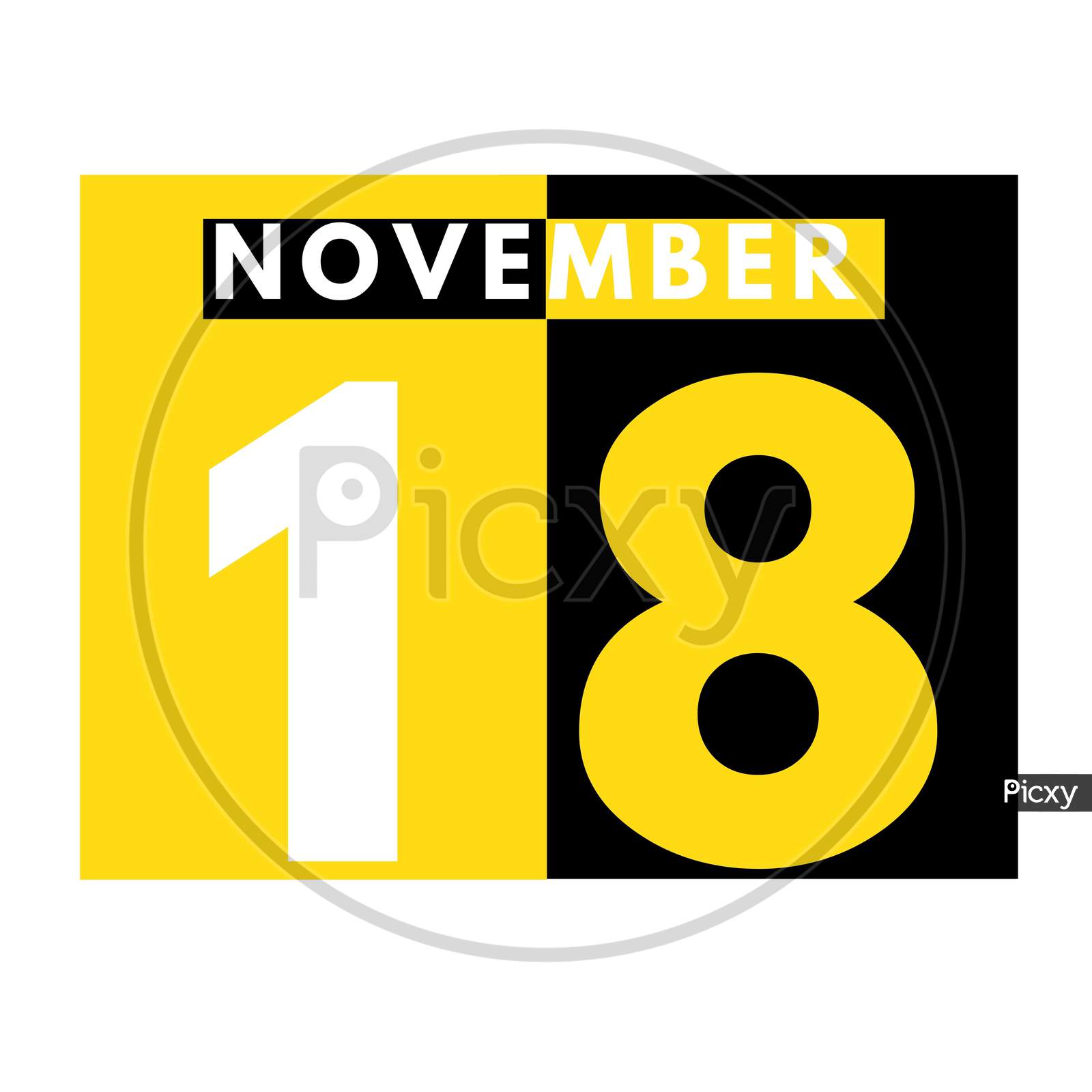 November 18 . Modern Daily Calendar Icon .Date ,Day, Month .Calendar For The Month Of November