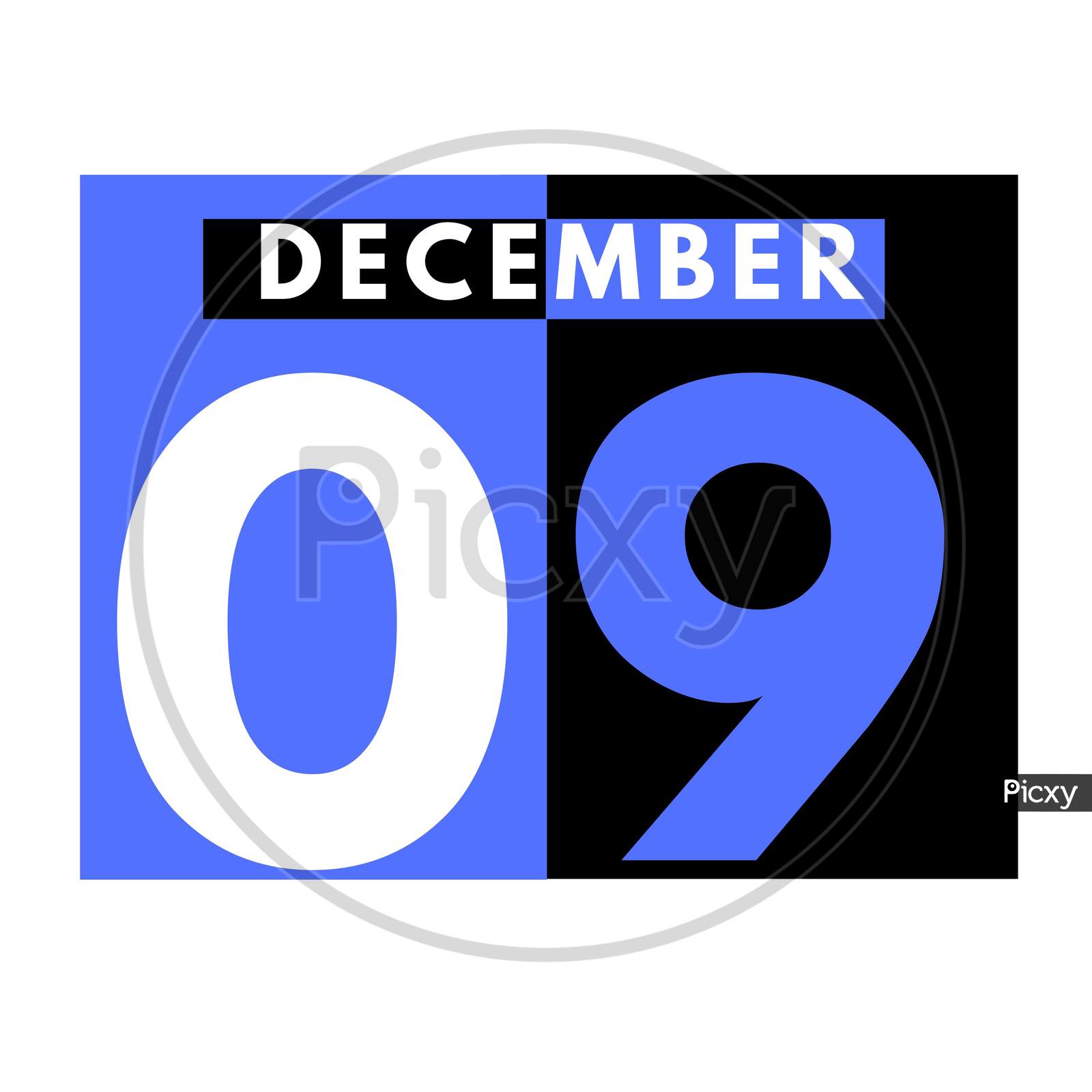December 9 . Modern Daily Calendar Icon .Date ,Day, Month .Calendar For The Month Of December