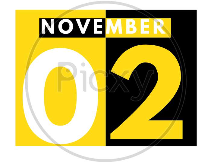 November 2 . Modern Daily Calendar Icon .Date ,Day, Month .Calendar For The Month Of November