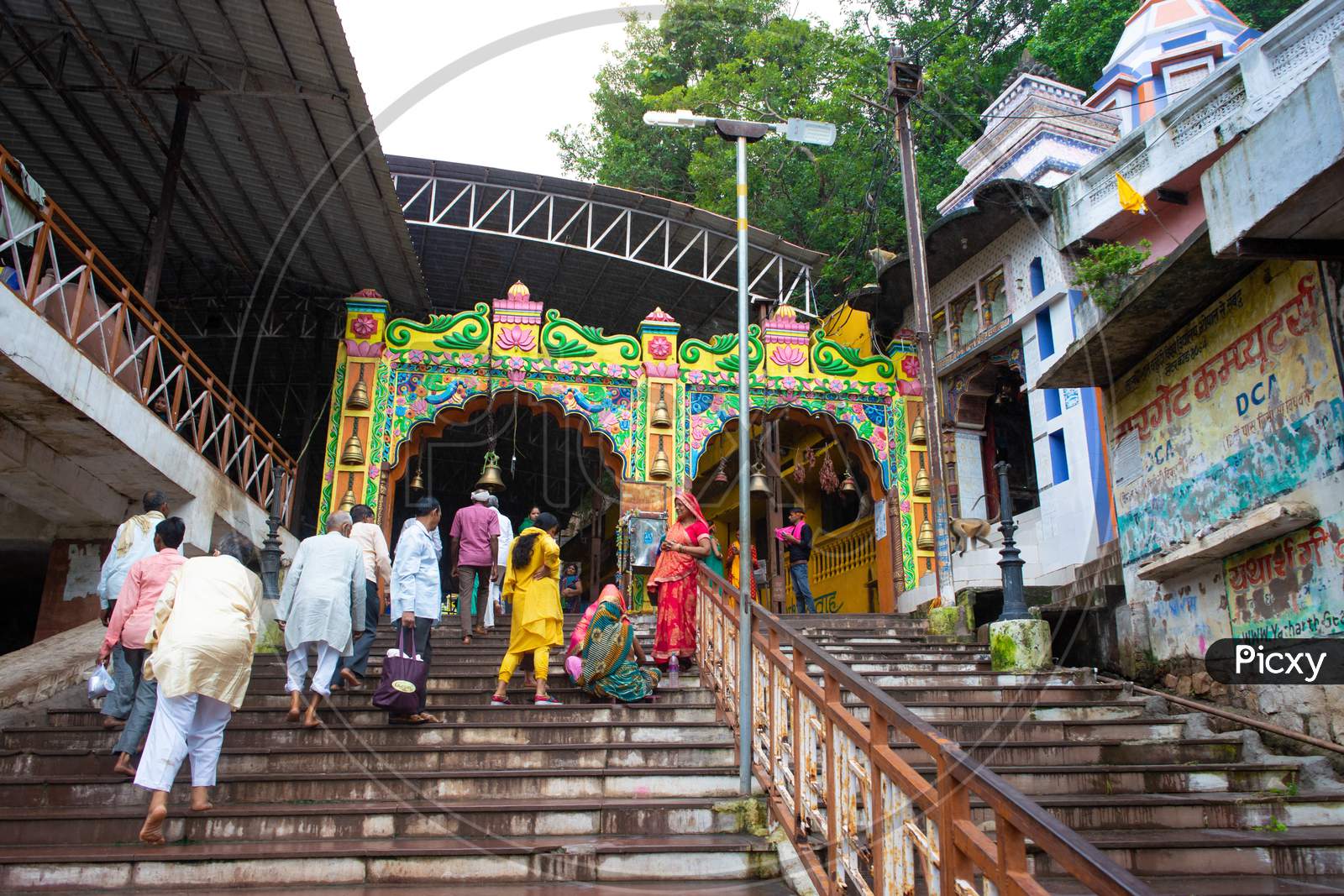 CHHATARPUR, MADHYA PRADESH, INDIA - AUGUST 20, 2021: Beautiful view of jatashankar dham temple.