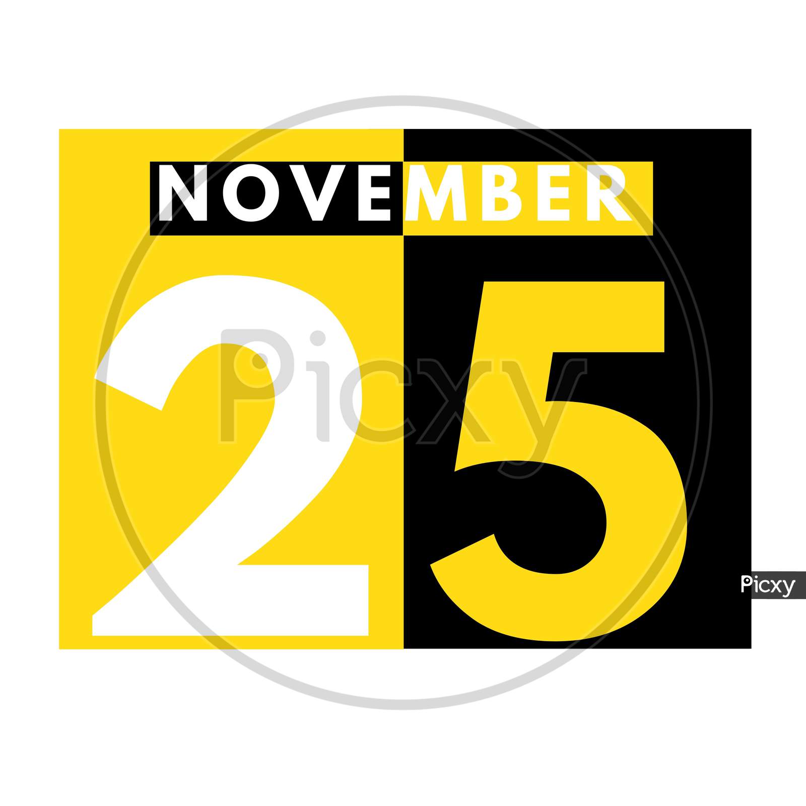 November 25 . Modern Daily Calendar Icon .Date ,Day, Month .Calendar For The Month Of November