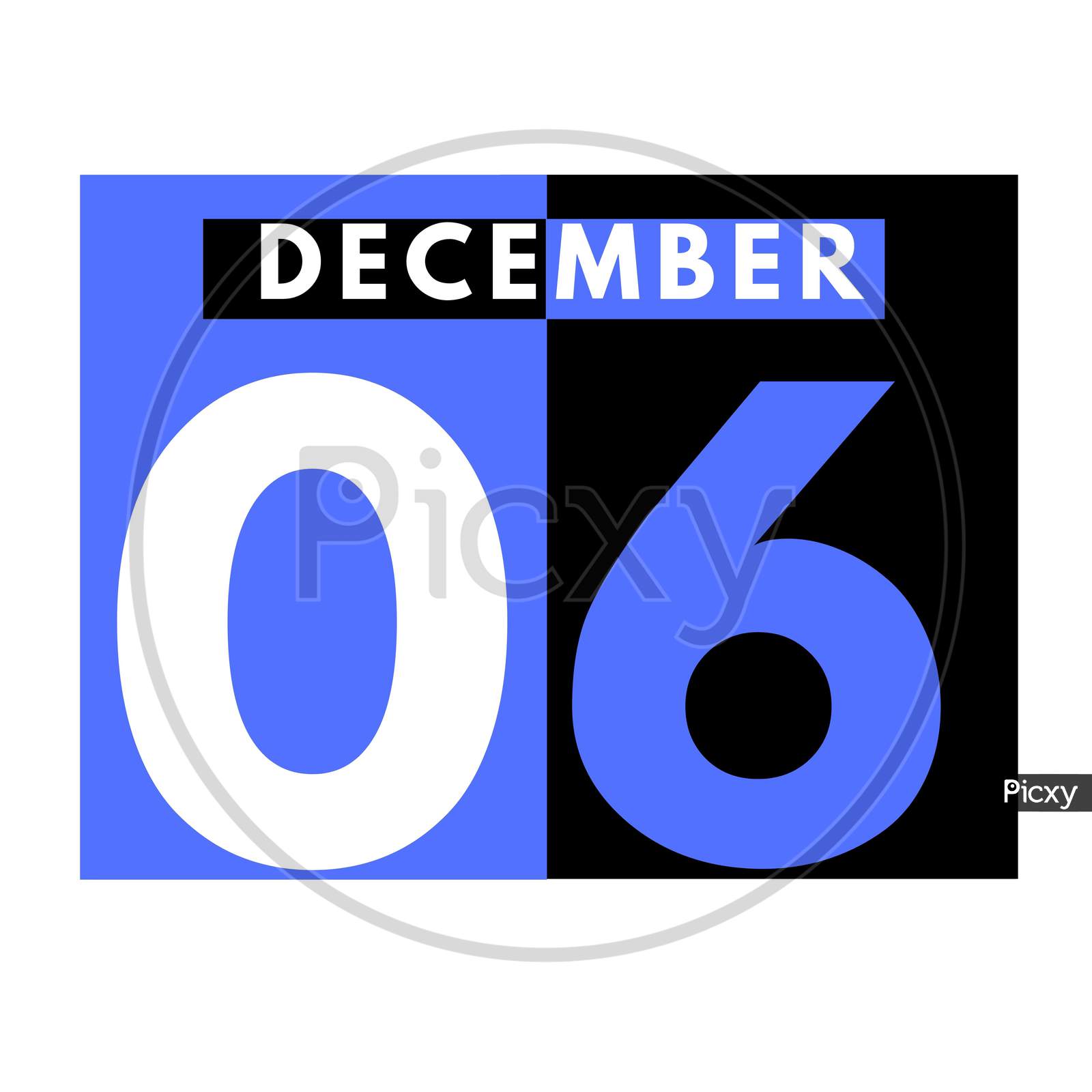 December 6 . Modern Daily Calendar Icon .Date ,Day, Month .Calendar For The Month Of December