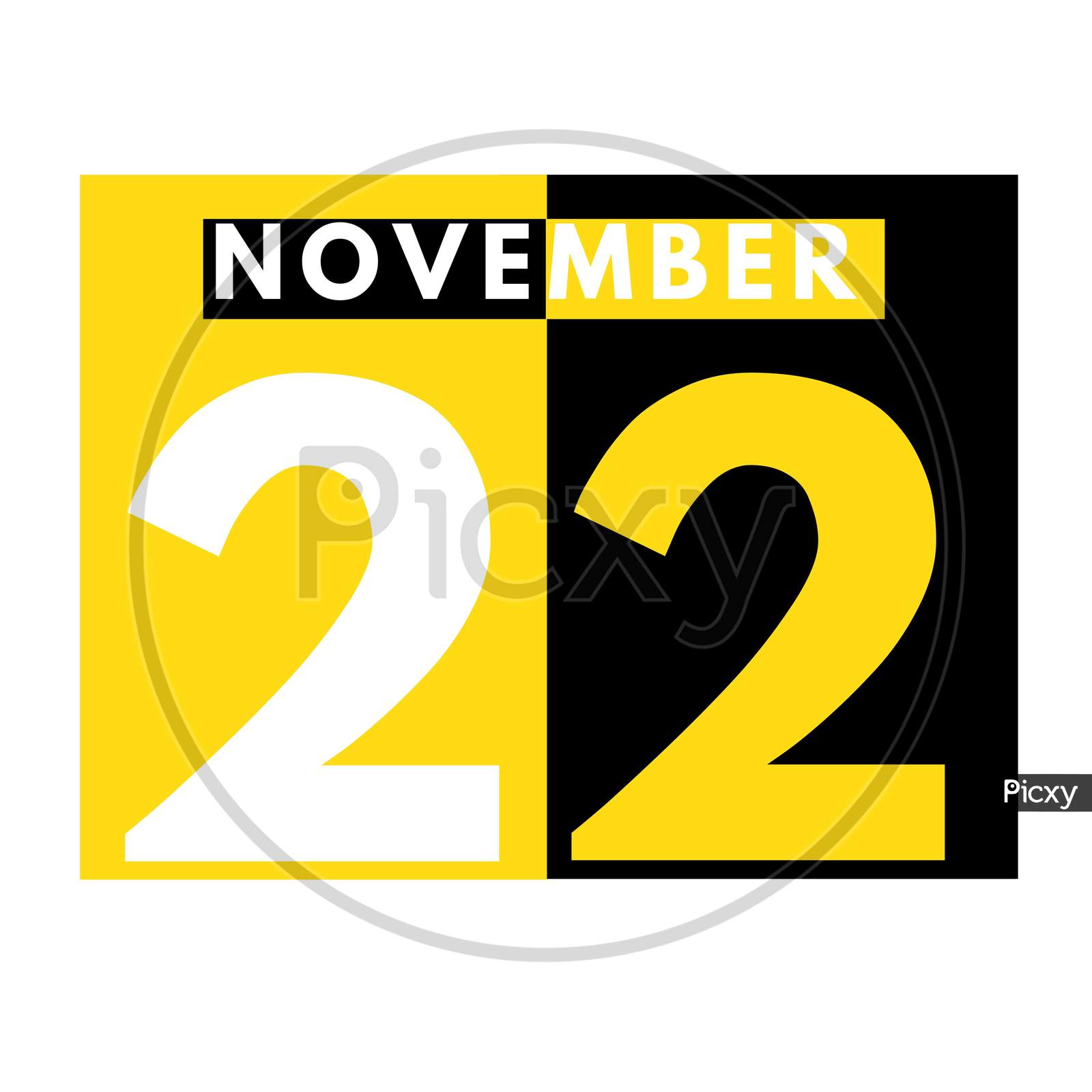November 22 . Modern Daily Calendar Icon .Date ,Day, Month .Calendar For The Month Of November