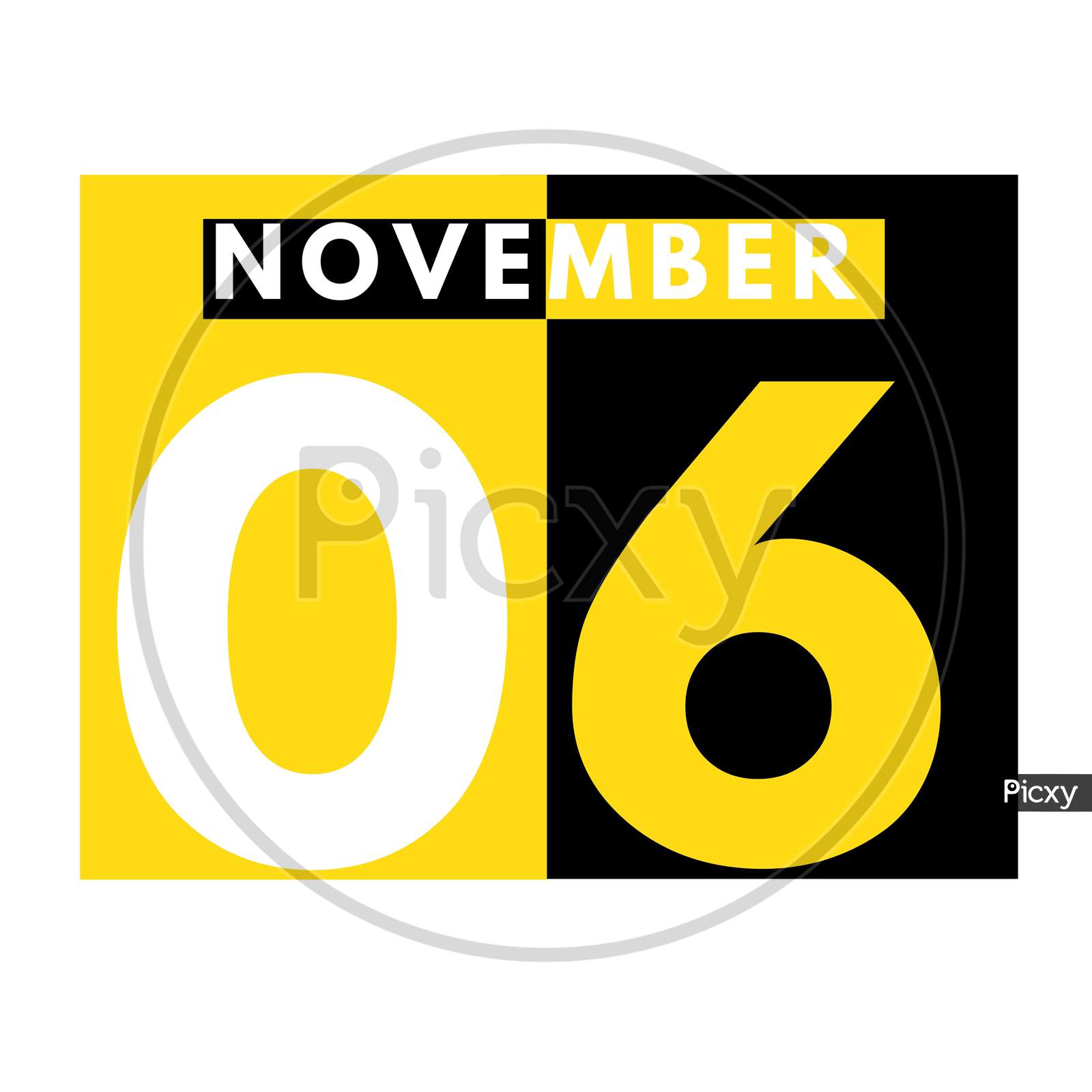 November 6 . Modern Daily Calendar Icon .Date ,Day, Month .Calendar For The Month Of November