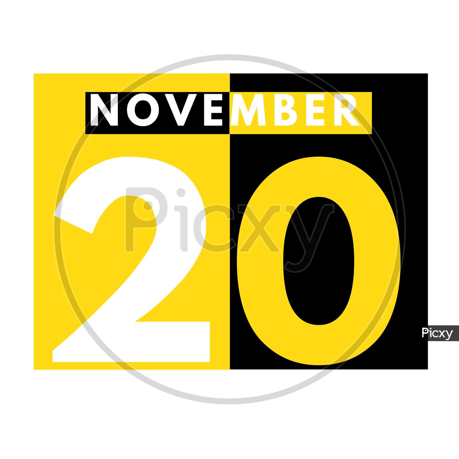 November 20 . Modern Daily Calendar Icon .Date ,Day, Month .Calendar For The Month Of November
