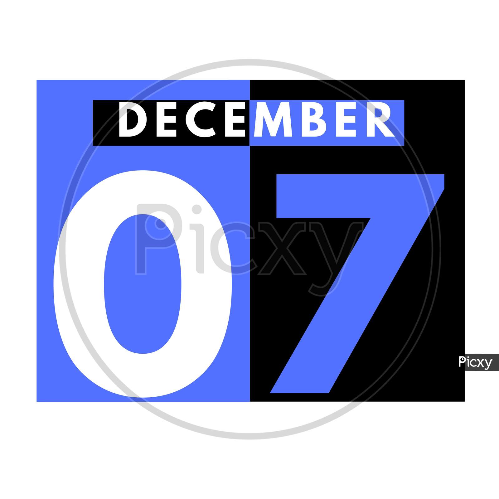 December 7 . Modern Daily Calendar Icon .Date ,Day, Month .Calendar For The Month Of December