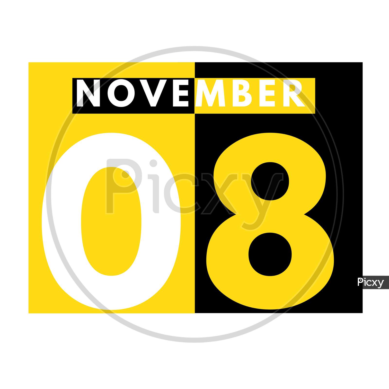 November 8 . Modern Daily Calendar Icon .Date ,Day, Month .Calendar For The Month Of November