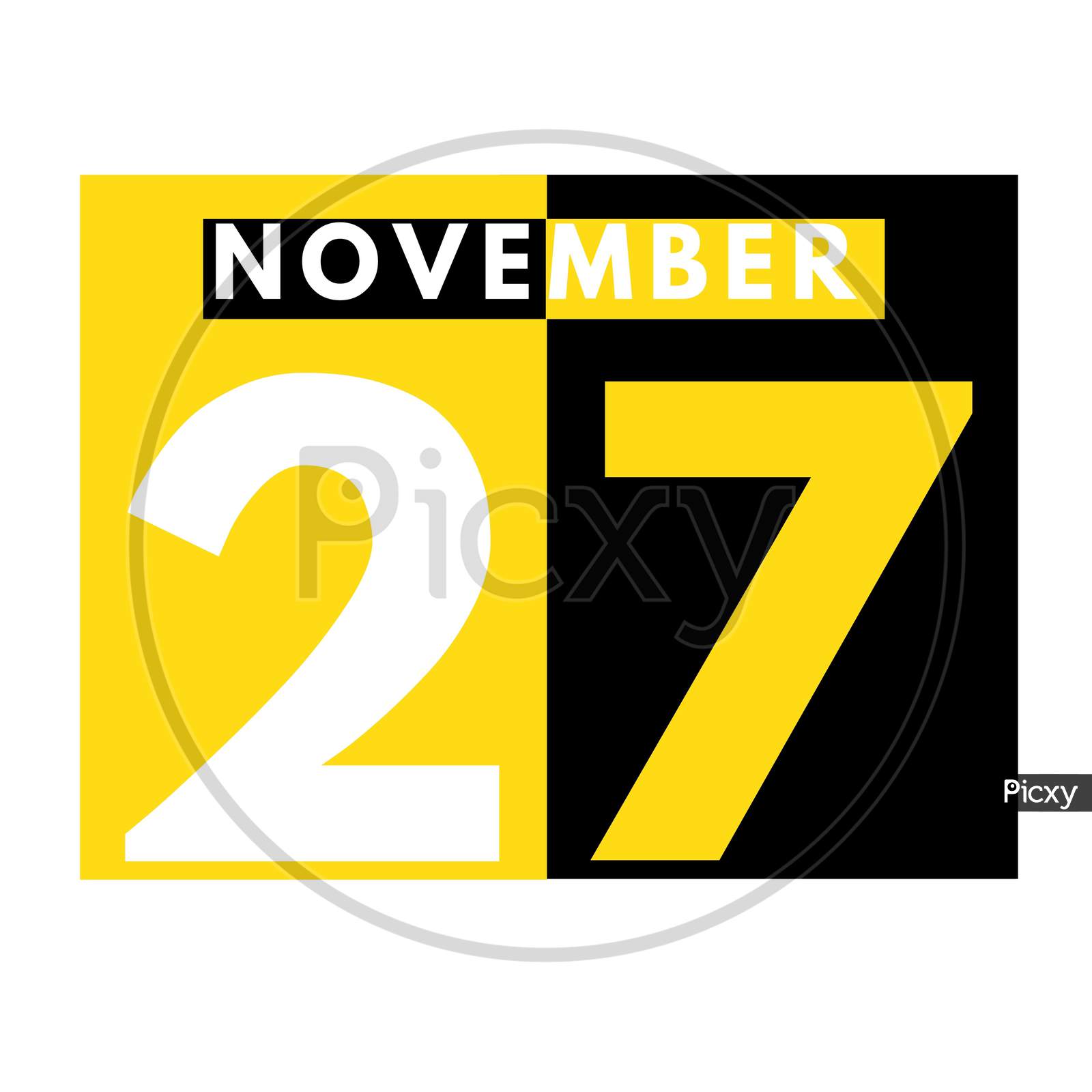 November 27 . Modern Daily Calendar Icon .Date ,Day, Month .Calendar For The Month Of November