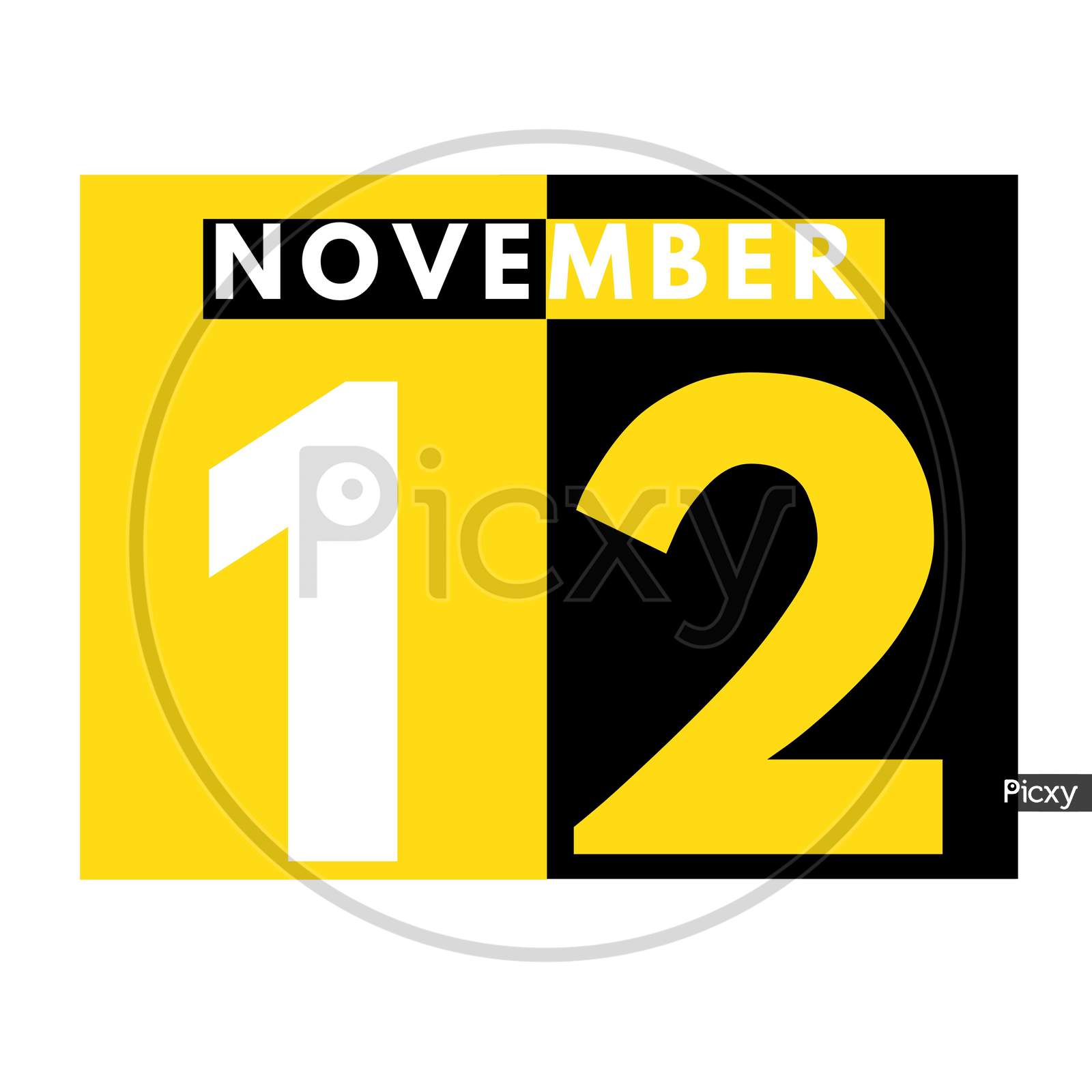 November 12 . Modern Daily Calendar Icon .Date ,Day, Month .Calendar For The Month Of November
