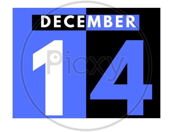 December 14 . Modern Daily Calendar Icon .Date ,Day, Month .Calendar For The Month Of December