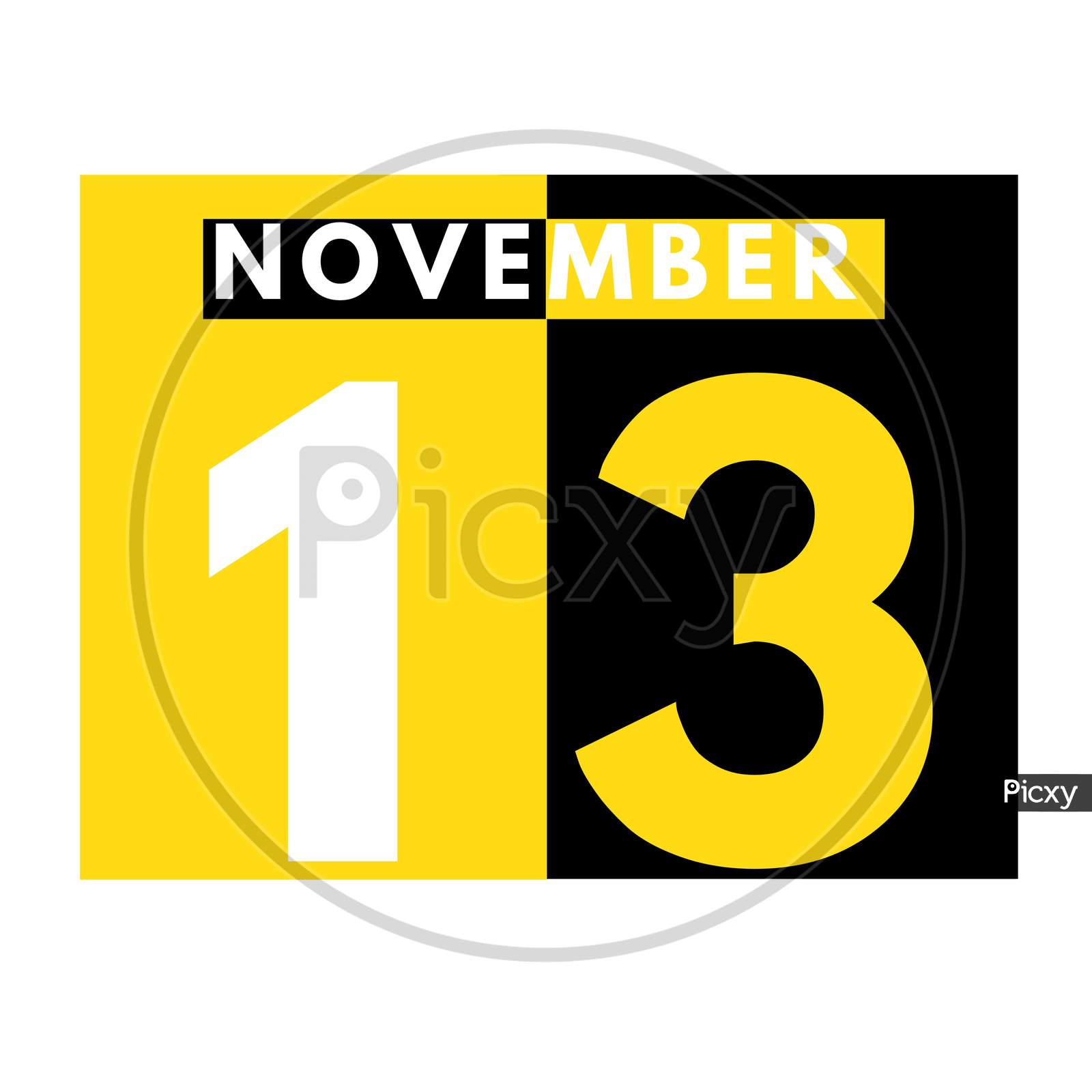 November 13 . Modern Daily Calendar Icon .Date ,Day, Month .Calendar For The Month Of November