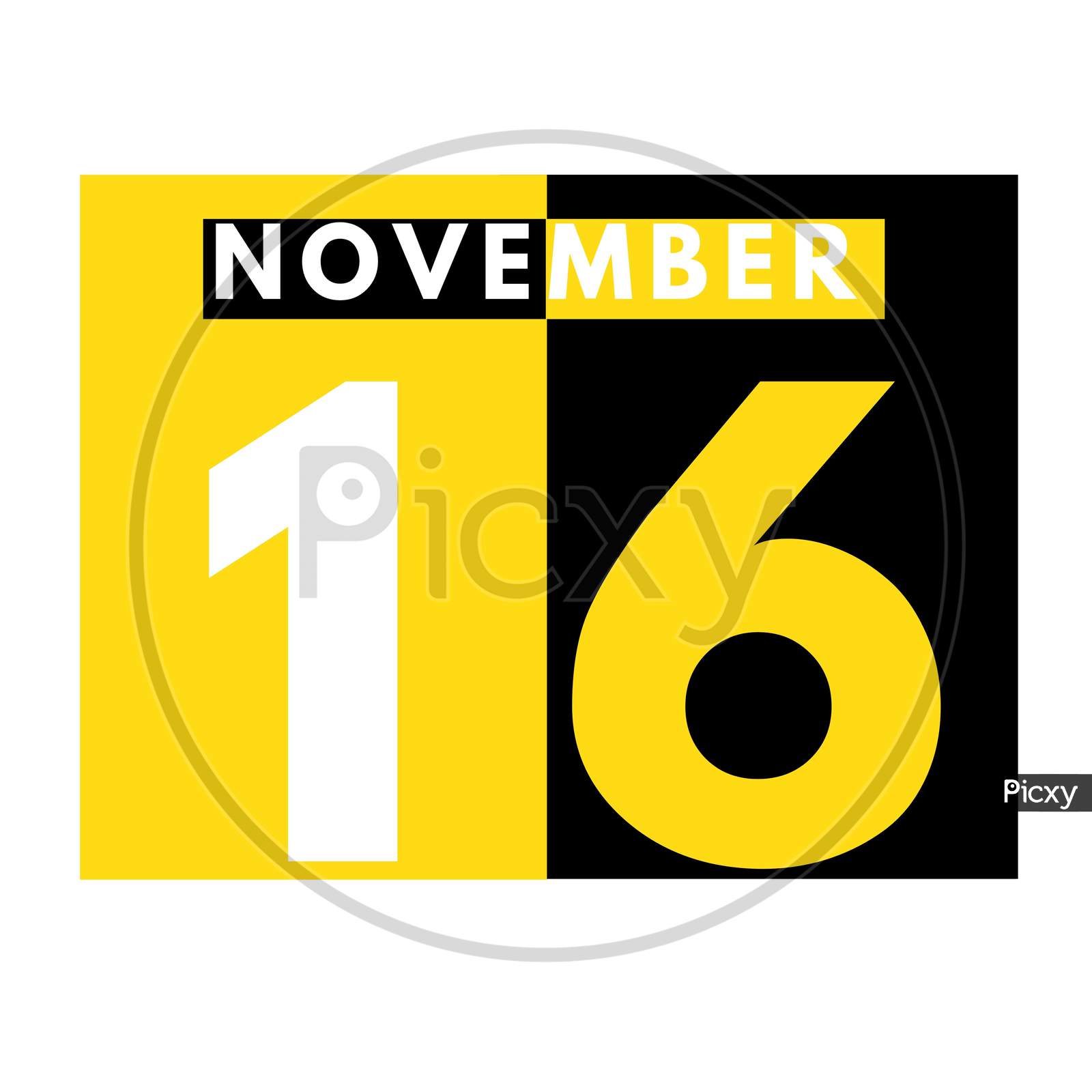 November 16 . Modern Daily Calendar Icon .Date ,Day, Month .Calendar For The Month Of November