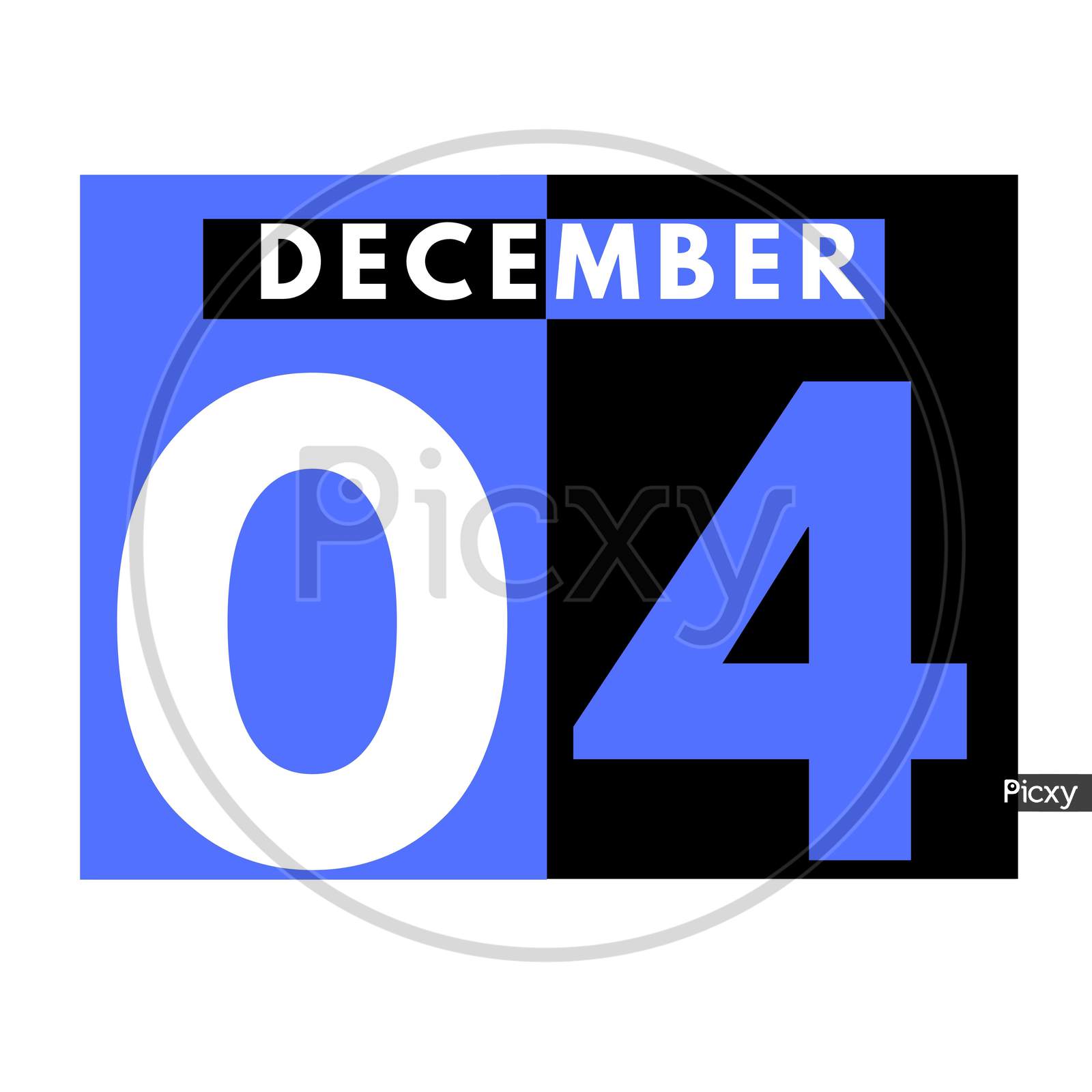 December 4 . Modern Daily Calendar Icon .Date ,Day, Month .Calendar For The Month Of December
