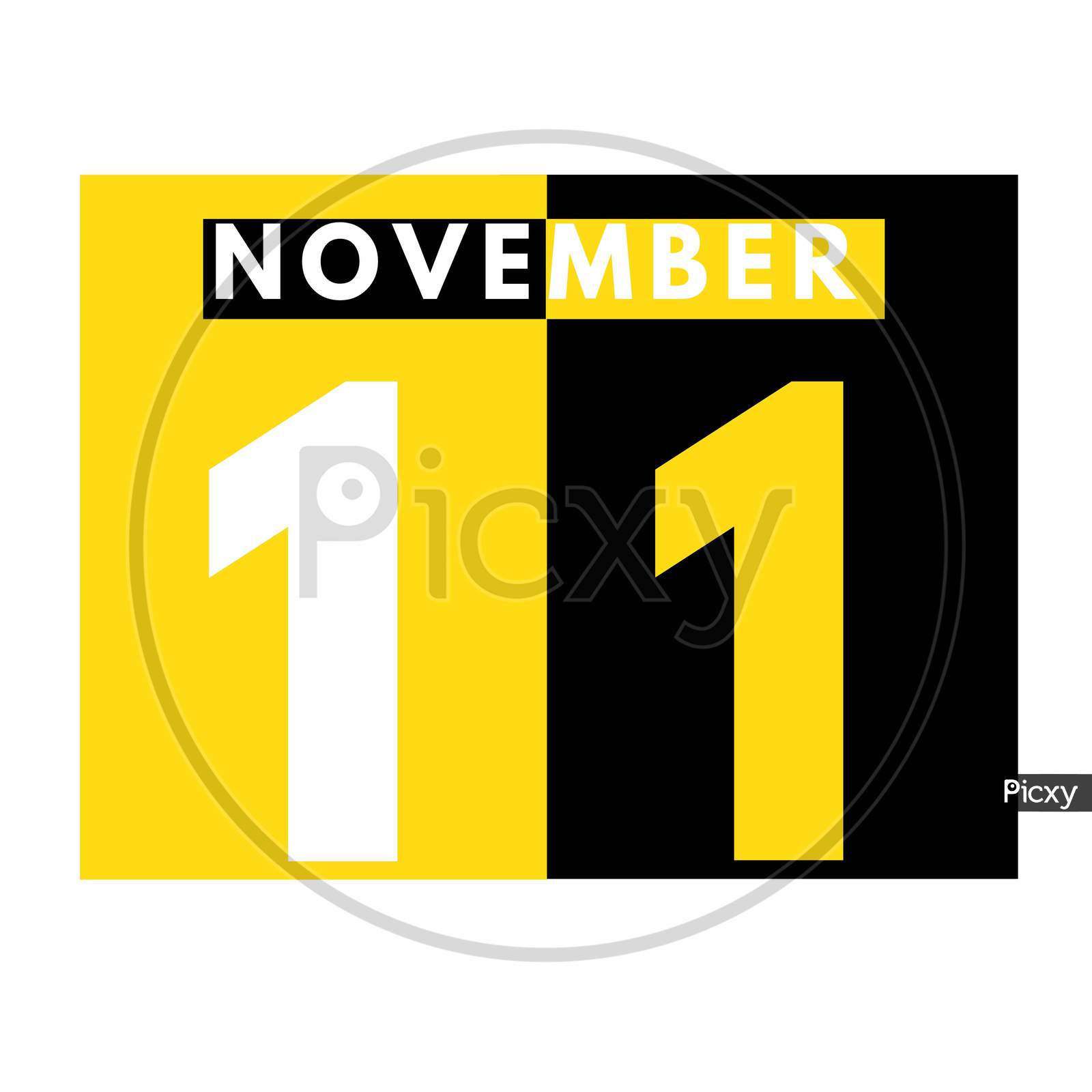 November 11 . Modern Daily Calendar Icon .Date ,Day, Month .Calendar For The Month Of November