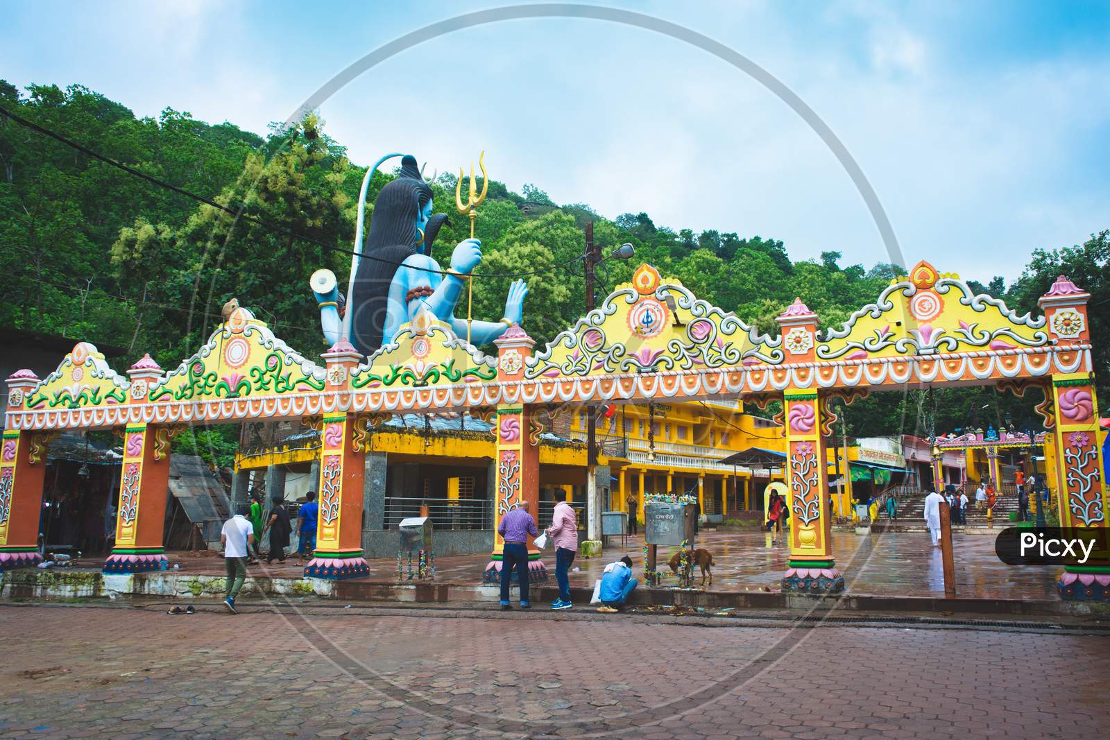 CHHATARPUR, MADHYA PRADESH, INDIA - AUGUST 20, 2021: Beautiful view of jatashankar dham temple.