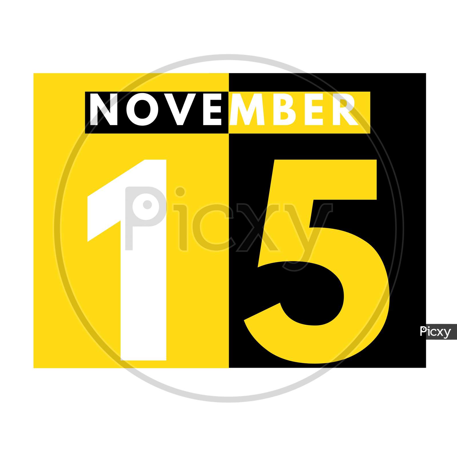 November 15 . Modern Daily Calendar Icon .Date ,Day, Month .Calendar For The Month Of November