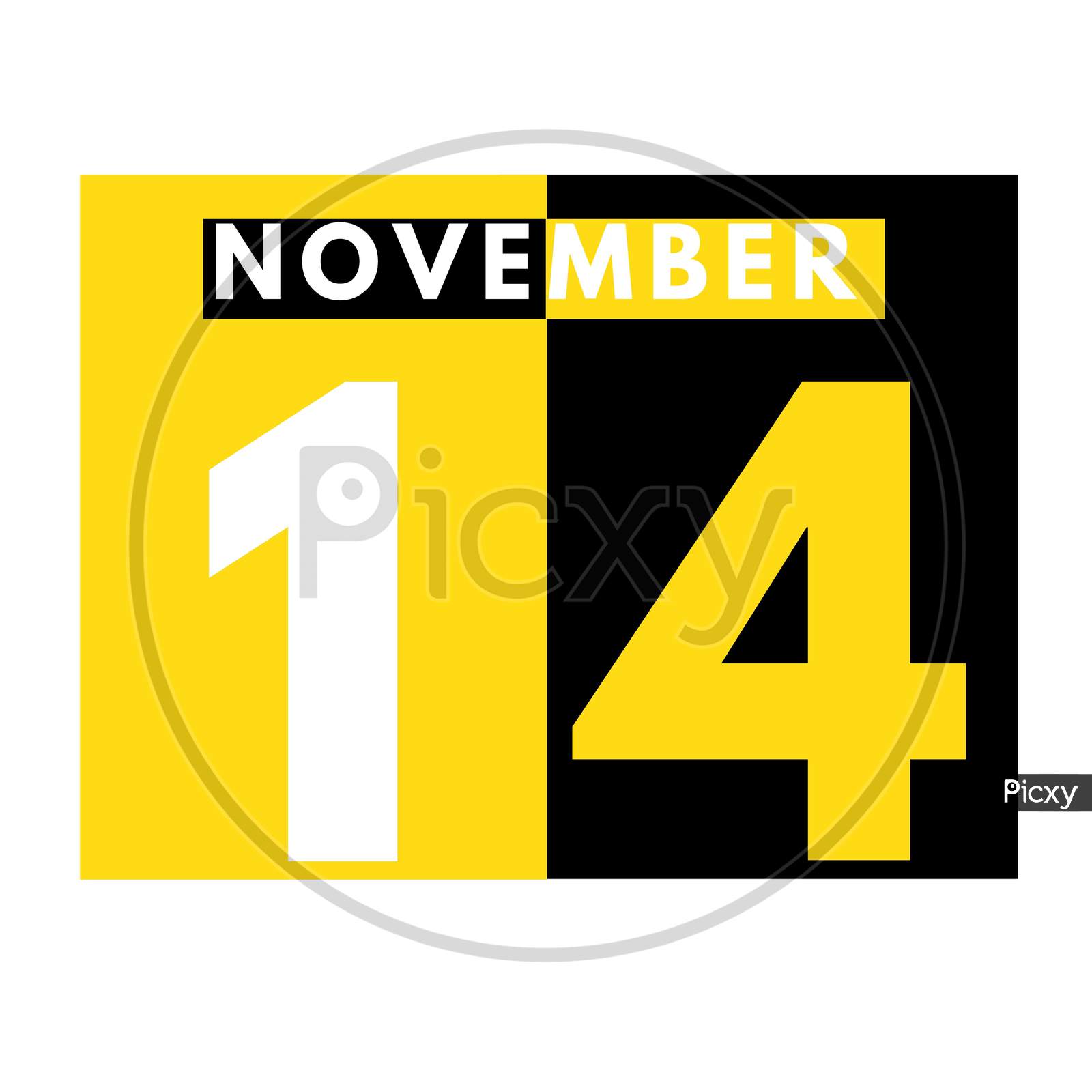 November 14 . Modern Daily Calendar Icon .Date ,Day, Month .Calendar For The Month Of November