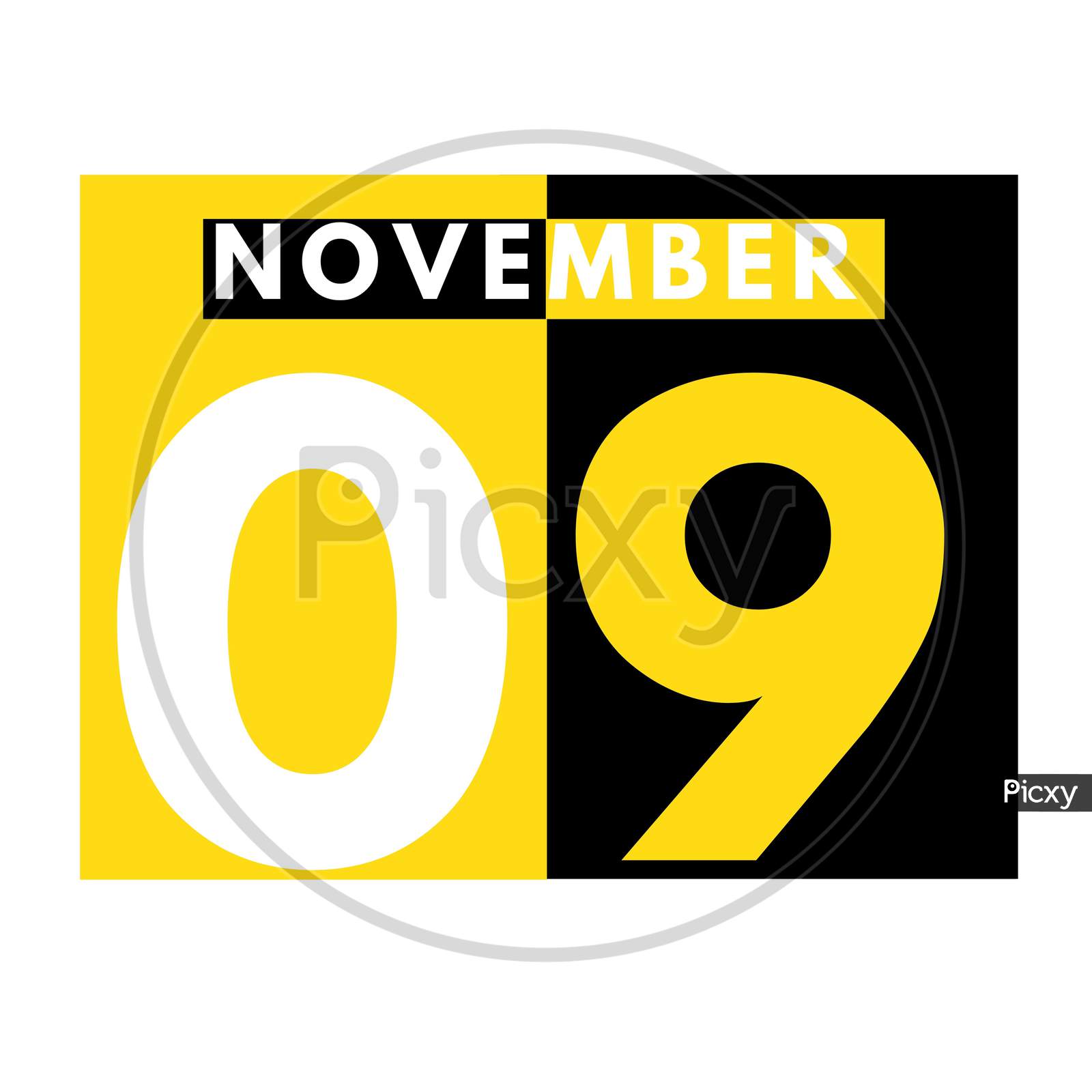 November 9 . Modern Daily Calendar Icon .Date ,Day, Month .Calendar For The Month Of November