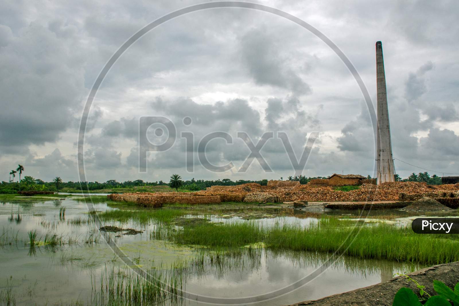 brick kiln and monsoon cloudscape abstract photography