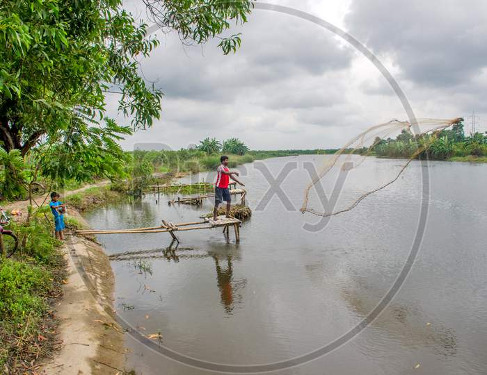 fishing at rural west bengal
