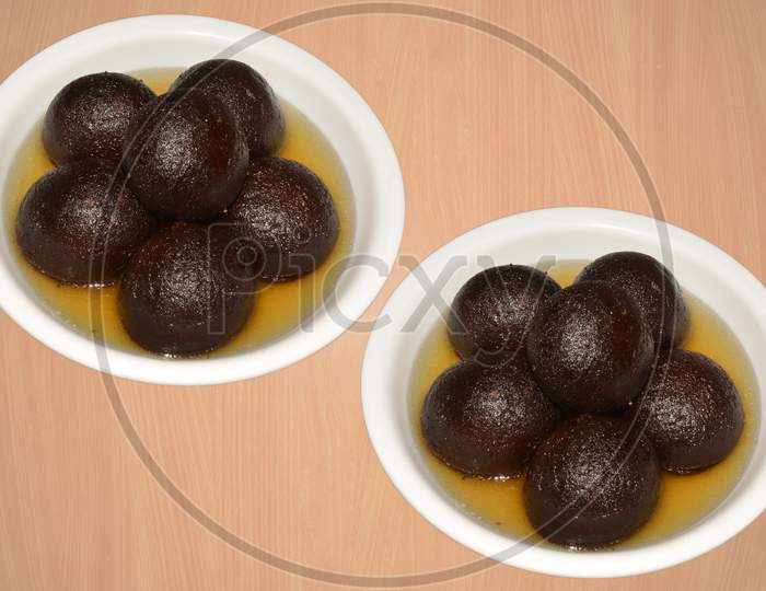 Indian sweet dish black gulab jamun or kala jaam