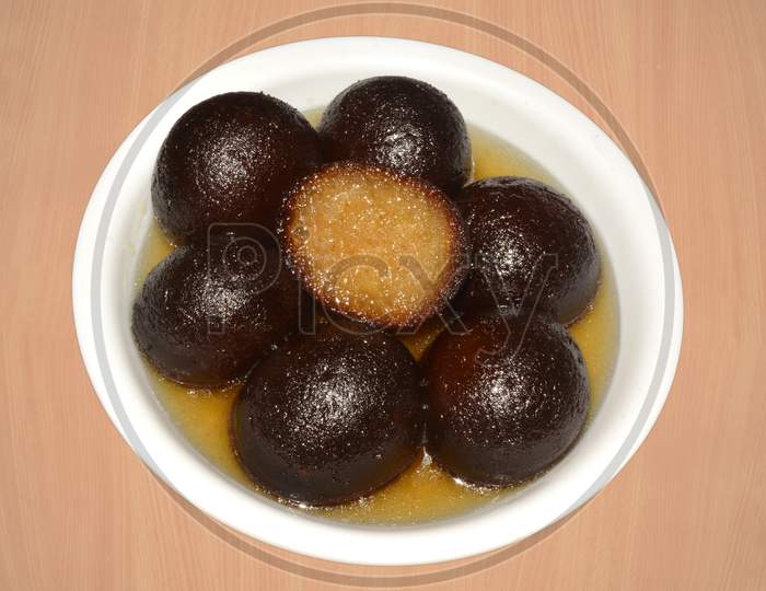 Indian sweet dish black gulab jamun or kala jaam