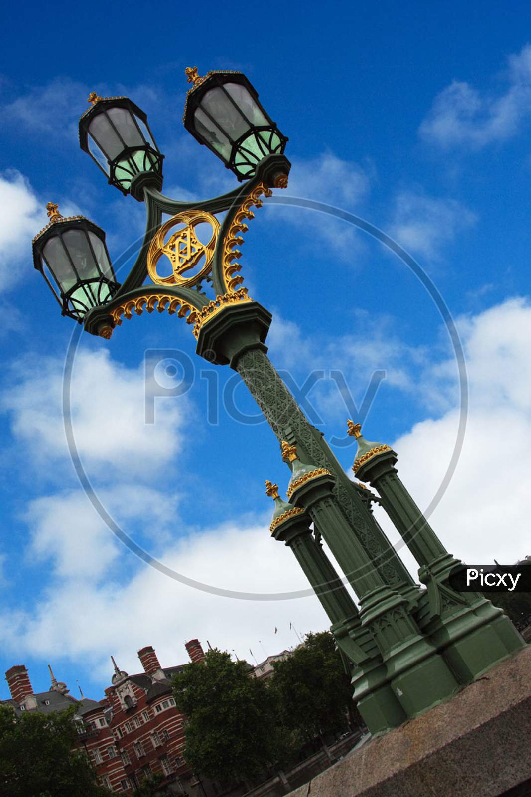 Historical Street Lamp With Three Lights