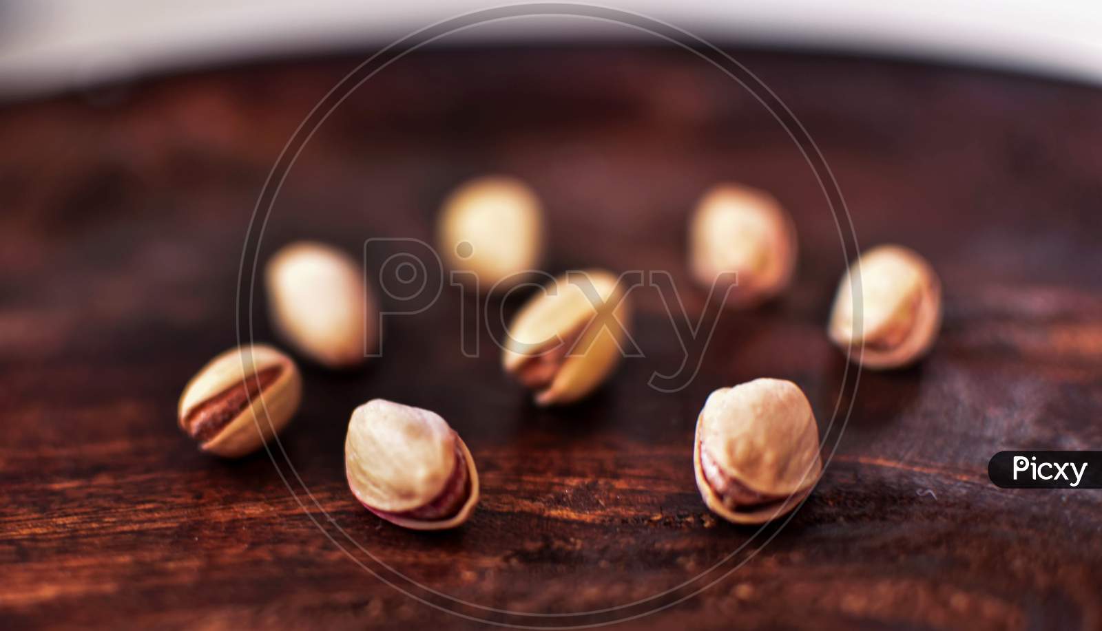 Pistachio nuts with selective focus