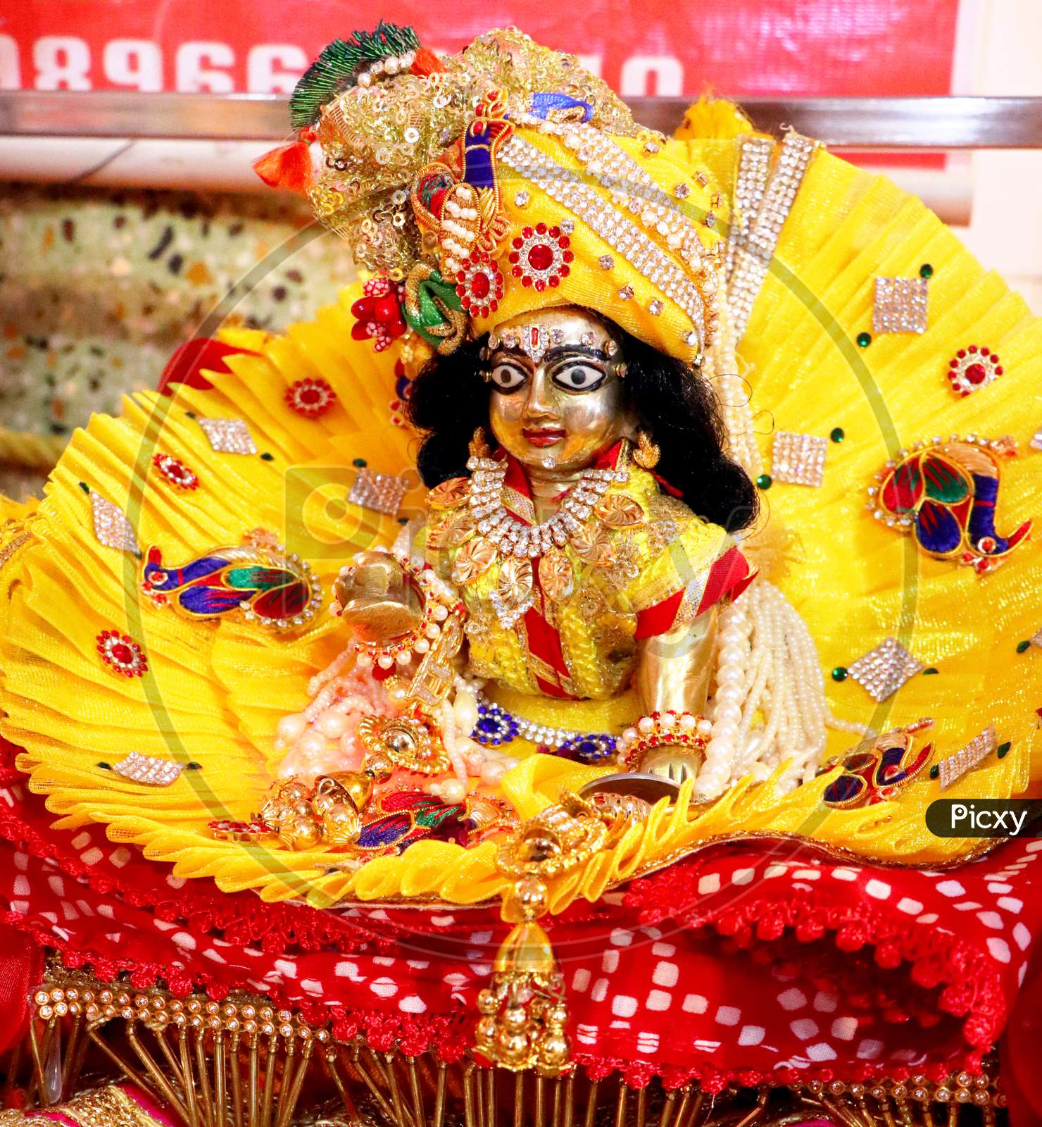 Close-Up Of Indian Home Tample During The Birthday Celebration Of Lord Krishna Janmashtami