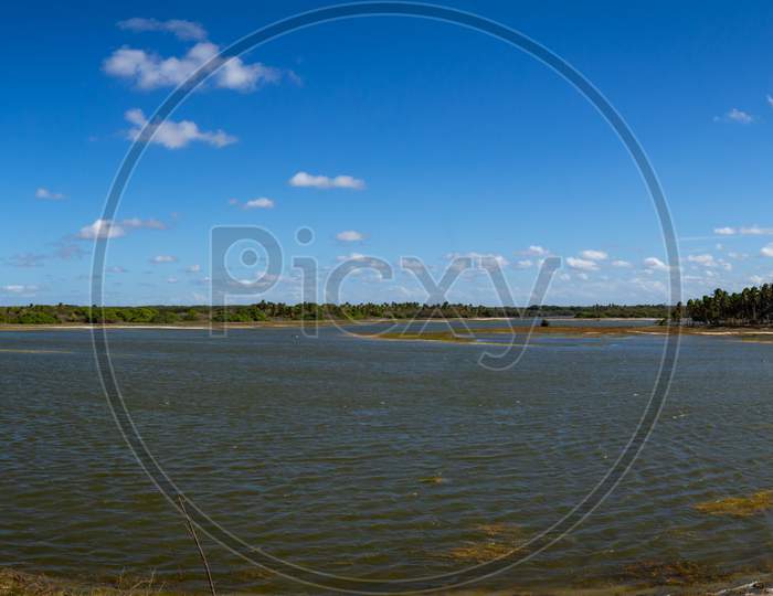 Panoramic Photograph Of A Lake In The Northeast Of Brazil. Fresh Water Reservoir.