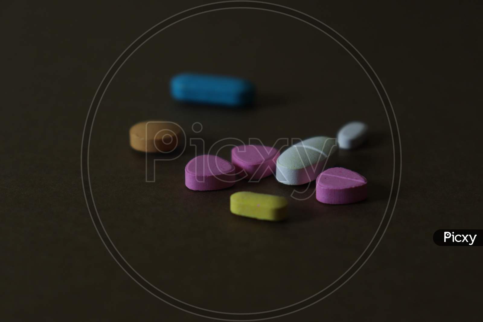 Pharmaceutical Tablets in Dark background