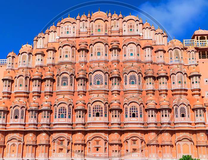 Hawa Mahal Palace or Palace of the Winds in Jaipur, Rajasthan state in India, Hawa Mahal in Jaipur Rajasthan,Hawa Mahal, a five-tier harem wing of the palace complex of the Maharaja of Jaipur