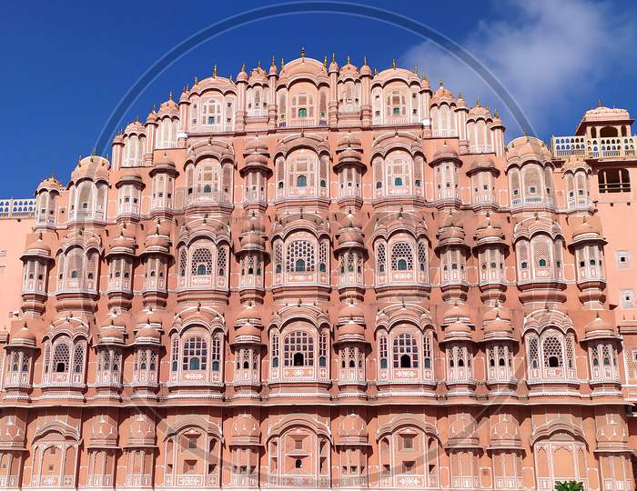 Hawa Mahal Palace or Palace of the Winds in Jaipur, Rajasthan state in India, Hawa Mahal in Jaipur Rajasthan,Hawa Mahal, a five-tier harem wing of the palace complex of the Maharaja of Jaipur