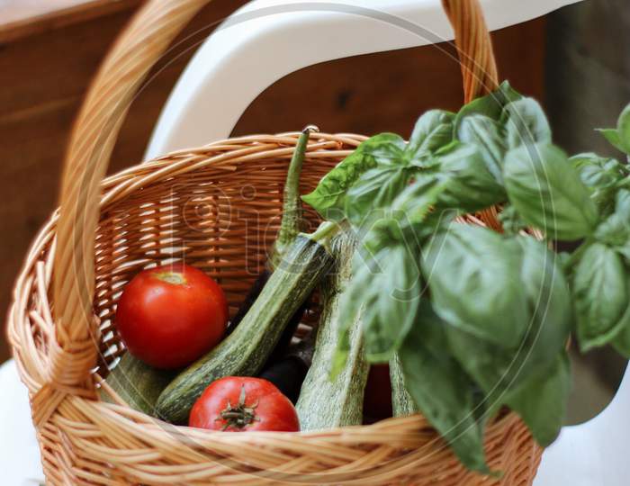 There Are Different Types Of Vegetables In The Basket