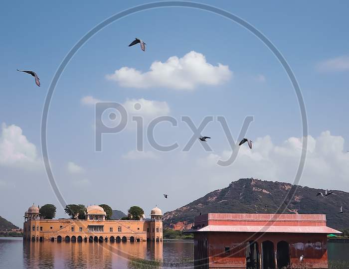 Jaipur, Rajasthan, India- September 27, 2020: Jalmahal is a famous historical palace situated between the Mansagar lake of Jaipur, the capital of Rajasthan