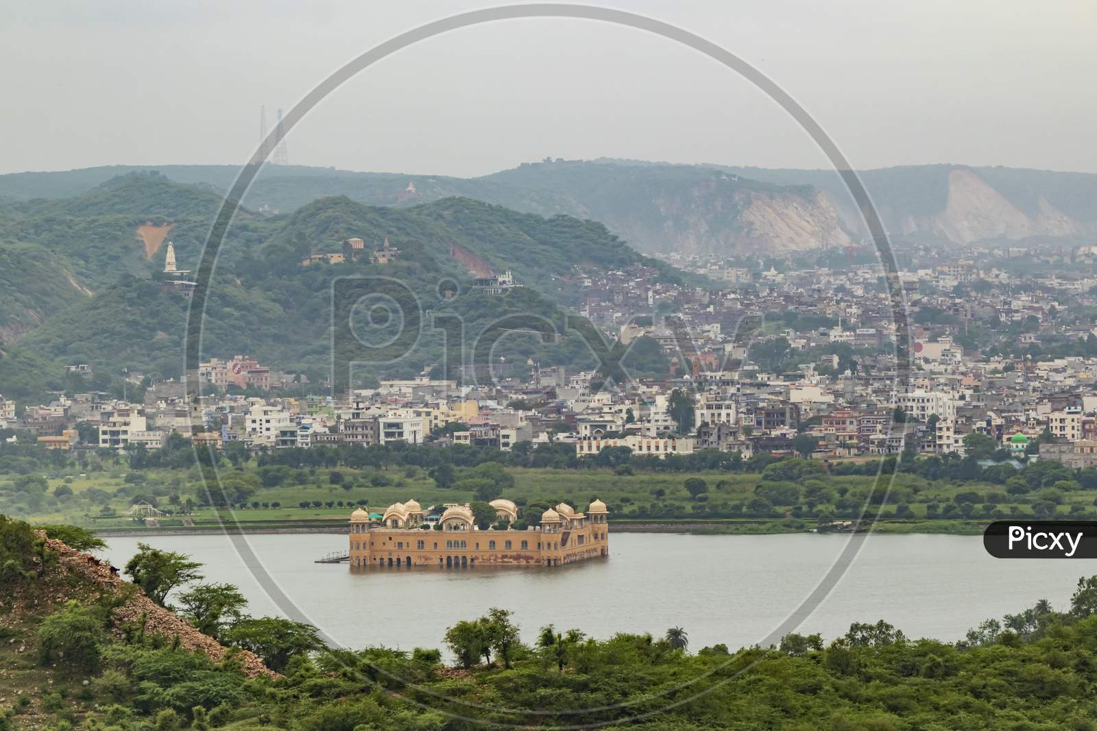 Jal Mahal Jaipur, Rajasthan, India. View From Jaigarh Fort.