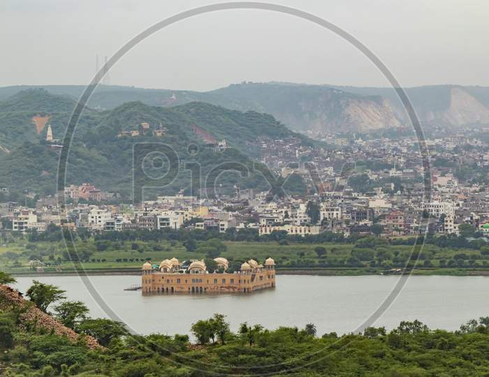 Jal Mahal Jaipur, Rajasthan, India. View From Jaigarh Fort.